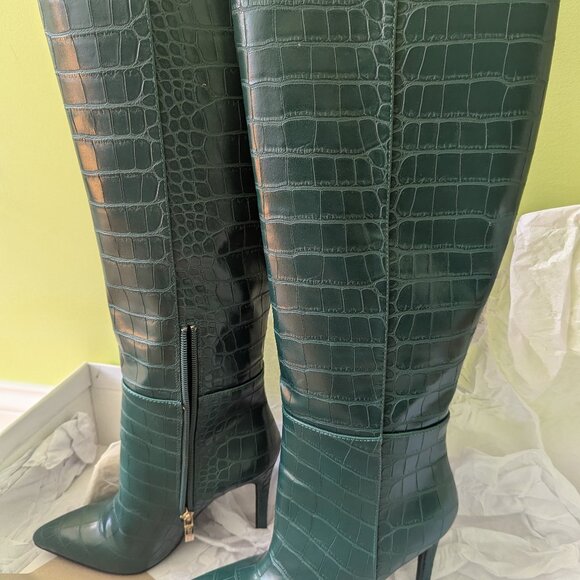 GUESS Faux-Croc leather Boots Forest Green Sz 6 - Picture 1 of 12